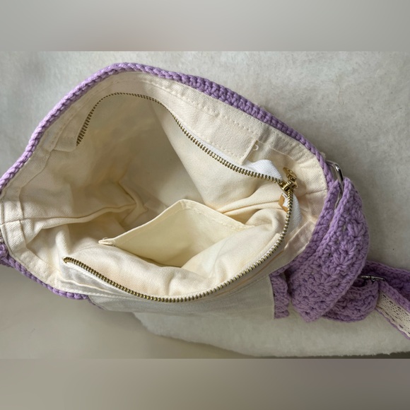 Handcrafted Purple Crochet Crossbody Bag - Picture 7 of 12